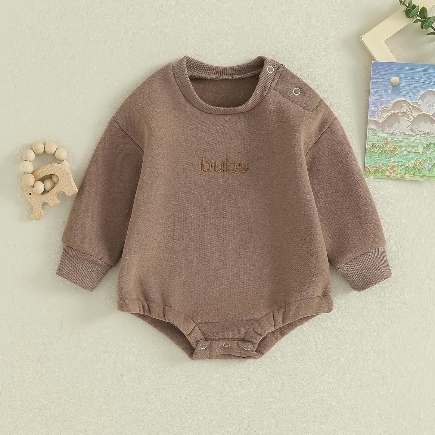 VISGOGO Baby Boy Girls Oversized Sweatshirt Romper Long Sleeve Little Dude Sweater Onesie Top Embroidery Clothes