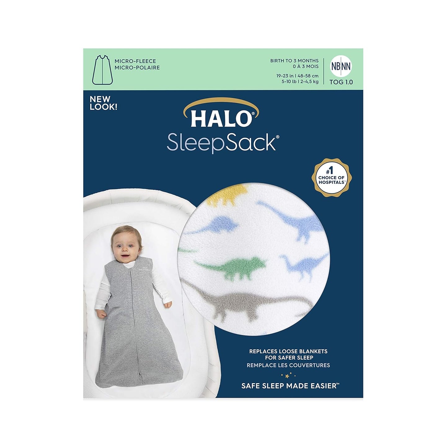 HALO Sleepsack Swaddle, 3-Way Adjustable Wearable Blanket, TOG 3.0, Velboa Plush Dots, Cream, Newborn, 0-3 Months