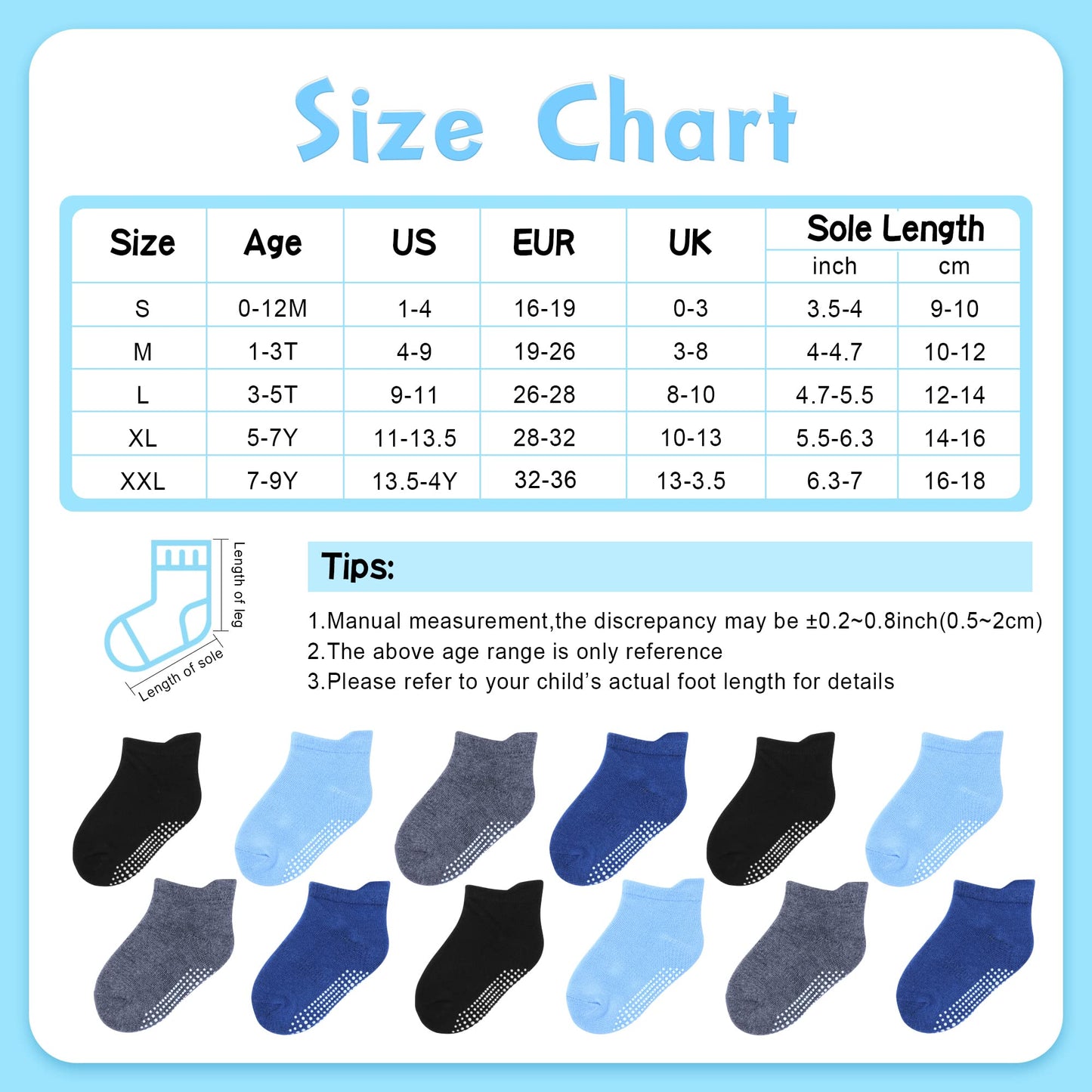 HYzgb Baby Socks 12-24 Months 12 Pairs Toddler Socks Boys Girls 1T 2T 3T Cotton Ankle Socks with Non Skid Grips for Unisex Birthday Gift for Toddler Baby 1-2-3 Years Old Black/White/Grey