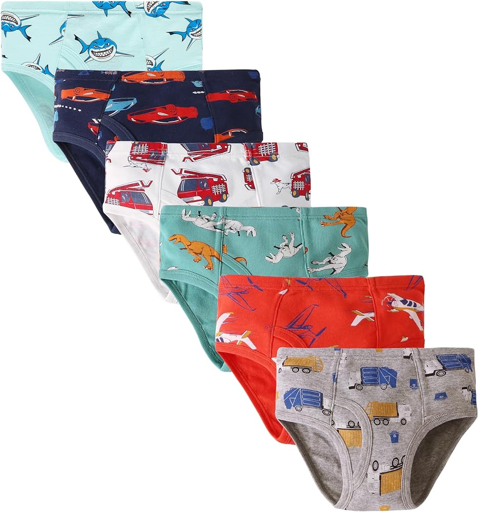 Boboking 100% Cotton Little Boys Briefs Soft Dinosaur Truck Toddler Underwear