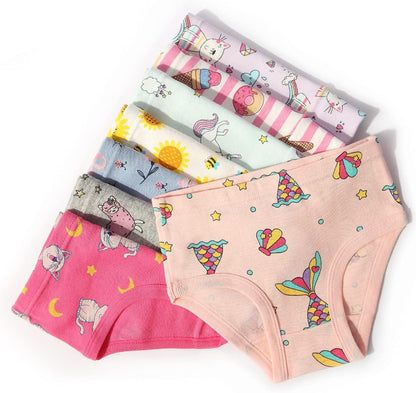 NEIYISHE Girls' Cotton Brief Breathable Toddler Panties Kids Assorted Underwears 6-8 pieces