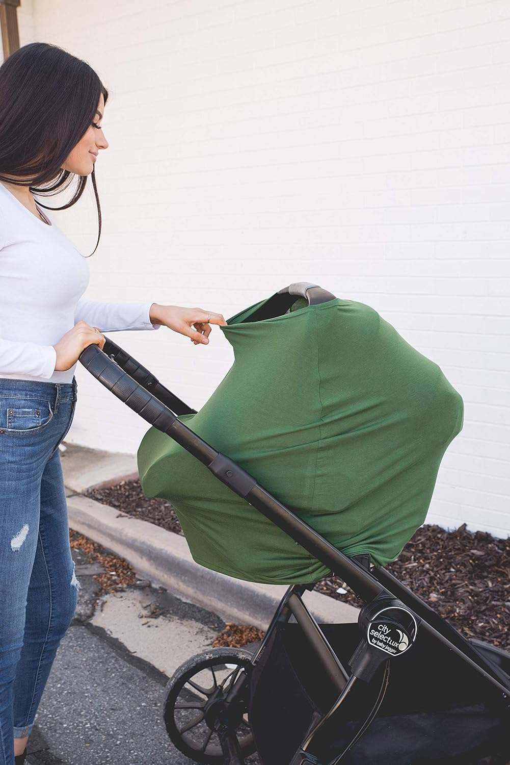 Baby Car Seat Cover Canopy and Nursing Cover Multi-Use Stretchy 5 in 1 Gift "Asher" by Copper Pearl