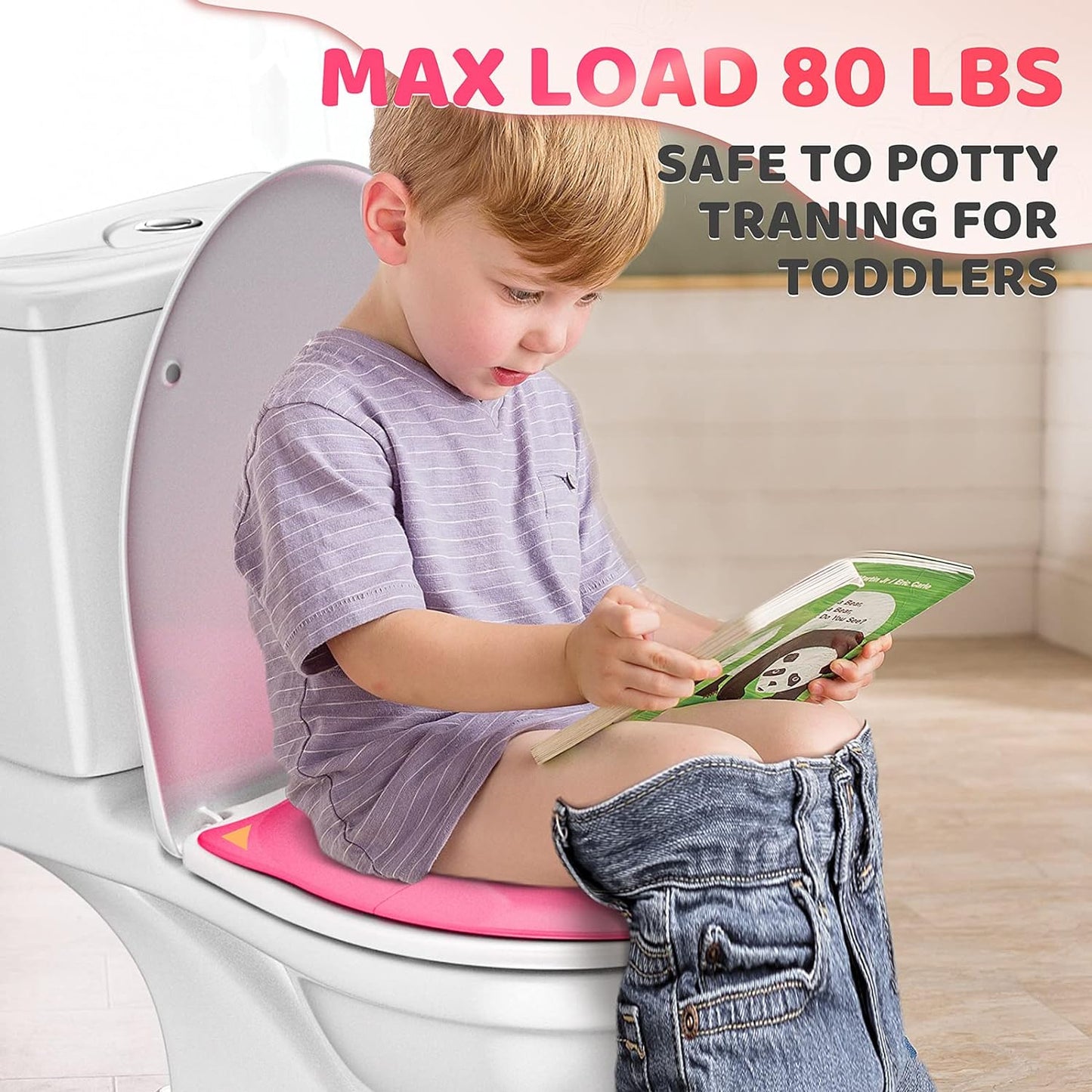 Gimars Upgrade Ultra-Stable 2 In 1 Multifunctional Toddler Potty Seat For Toilet with Setp Stool, Potty Traning Toilet For Boys Girls With Widened Ladder,Comfortable Safe Potty Seat With Handrail,Grey