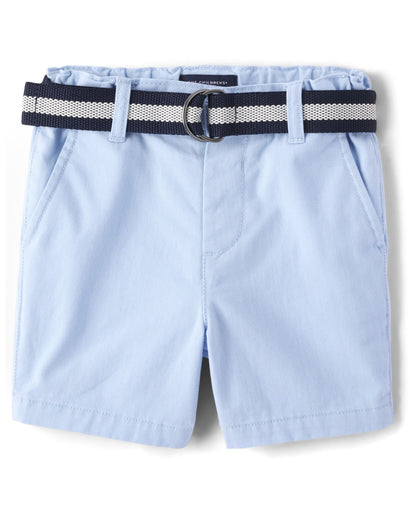 The Children's Place Baby Boys' and Toddler Twill Belted Chino Short, Toast, 2T