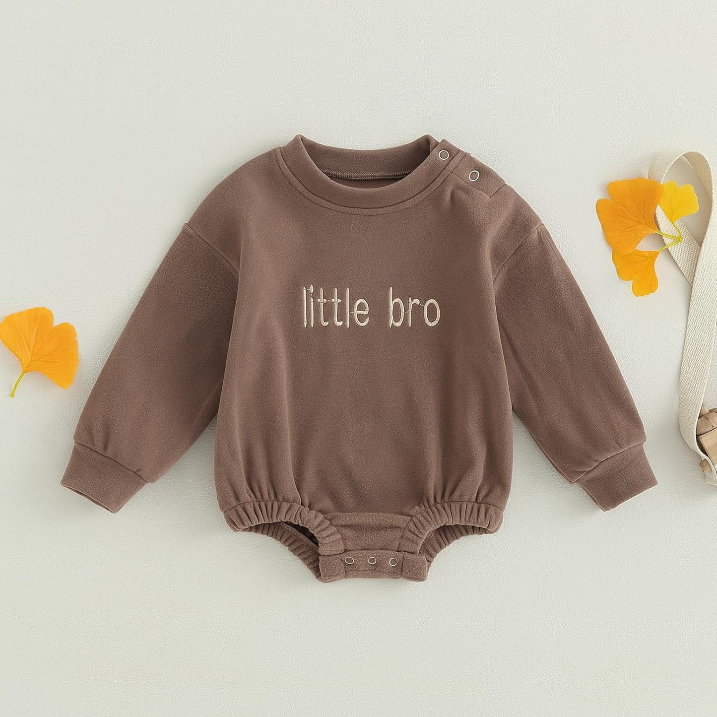 VISGOGO Baby Boy Girls Oversized Sweatshirt Romper Long Sleeve Little Dude Sweater Onesie Top Embroidery Clothes