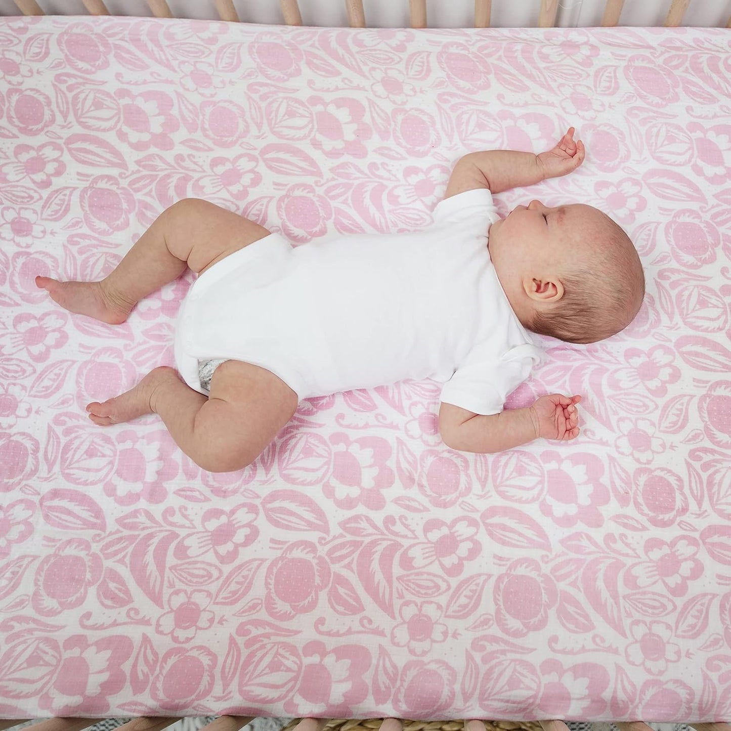 aden + anais Essentials Classic Crib Sheet, 100% Cotton Muslin, Super Soft & Breathable, Tailored Snug Fit, Flowers Bloom