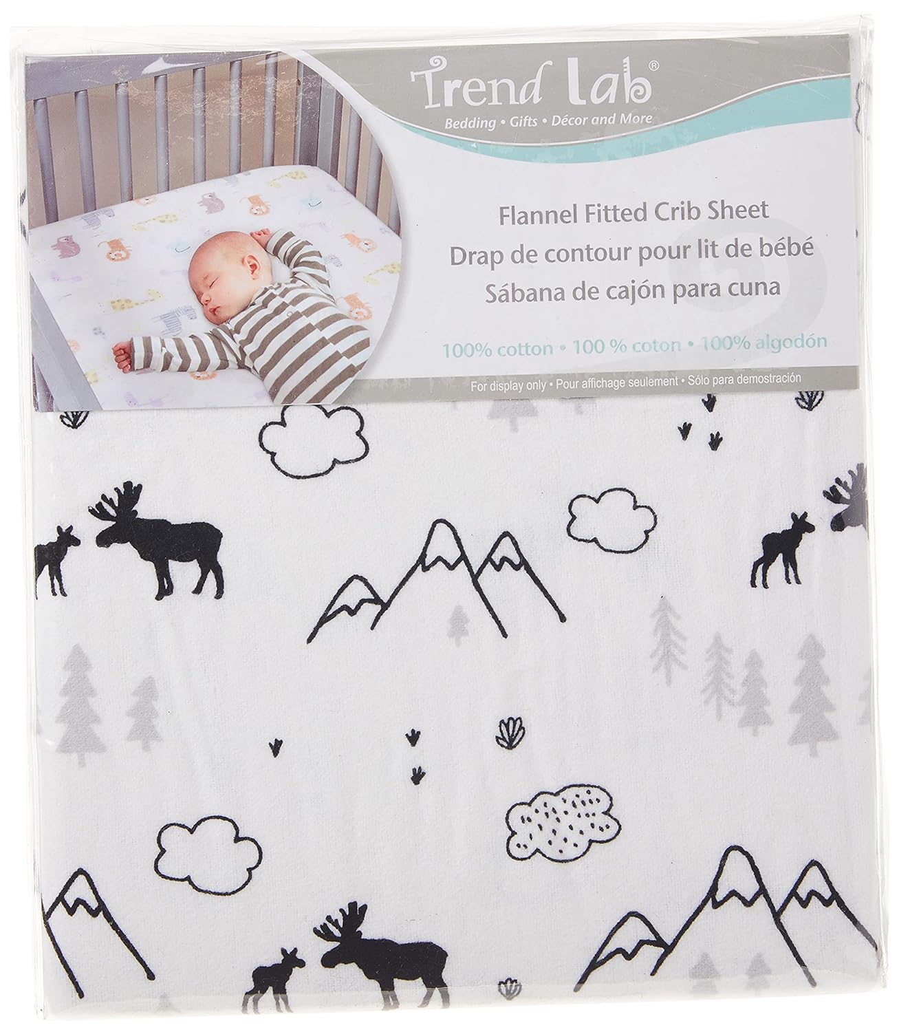 Mountains Fitted Crib Sheet- 100% Cotton; Navy, White; Fully Elasticized; 10-Inch Pockets; Fits Standard Crib Mattress;