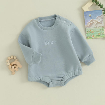 VISGOGO Baby Boy Girls Oversized Sweatshirt Romper Long Sleeve Little Dude Sweater Onesie Top Embroidery Clothes