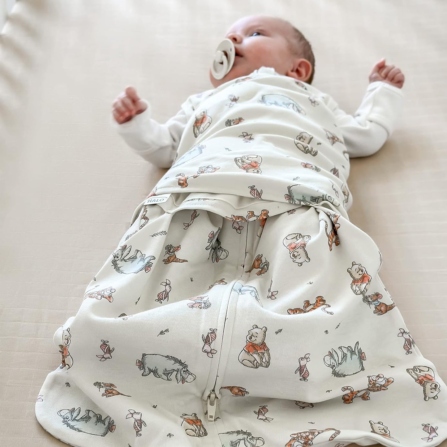 HALO 100% Cotton Sleepsack Swaddle, 3-Way Adjustable Wearable Blanket, TOG 1.5, Clouds, Newborn, 0-3 Months