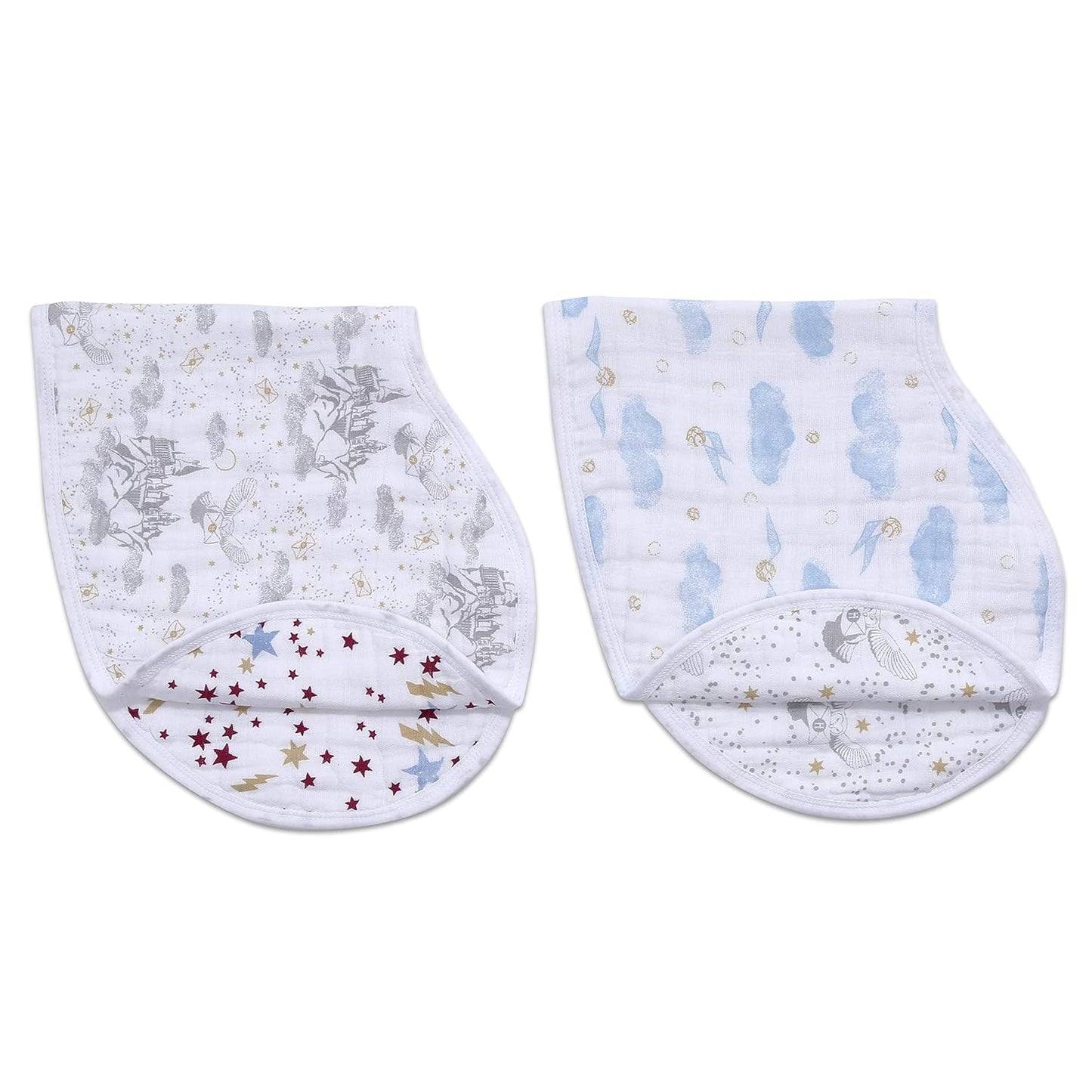 aden + anais Burpy Bib, 100% Cotton Muslin, Soft Absorbent 4 Layers, Multi-Use Burp Cloth and Bib, 22.5" X 11", 2 Pack, Trail Bloom Llamas