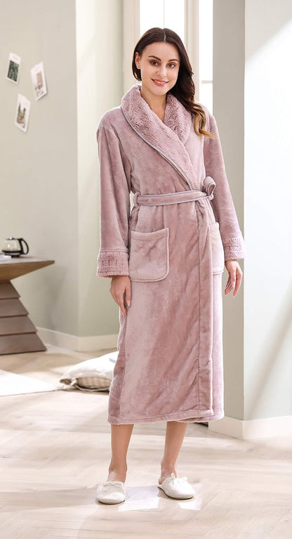 Richie House Women's Plush Soft Warm Fleece Bathrobe Robe RH1591