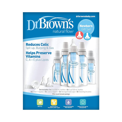 Dr. Brown's Natural Flow Anti-Colic Baby Bottle with Level 1 Slow Flow Nipples, 4oz, 4 Pack