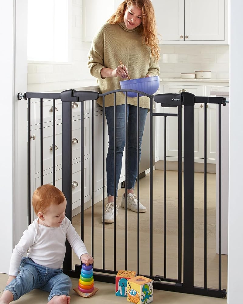 Cumbor 36" Extra Tall Baby Gate for Dogs and Kids with Wide 2-Way Door, 29.7"-40.6" Width, and Auto Close Personal Safety for Babies and Pets, Fits Doorways, Stairs, and Entryways