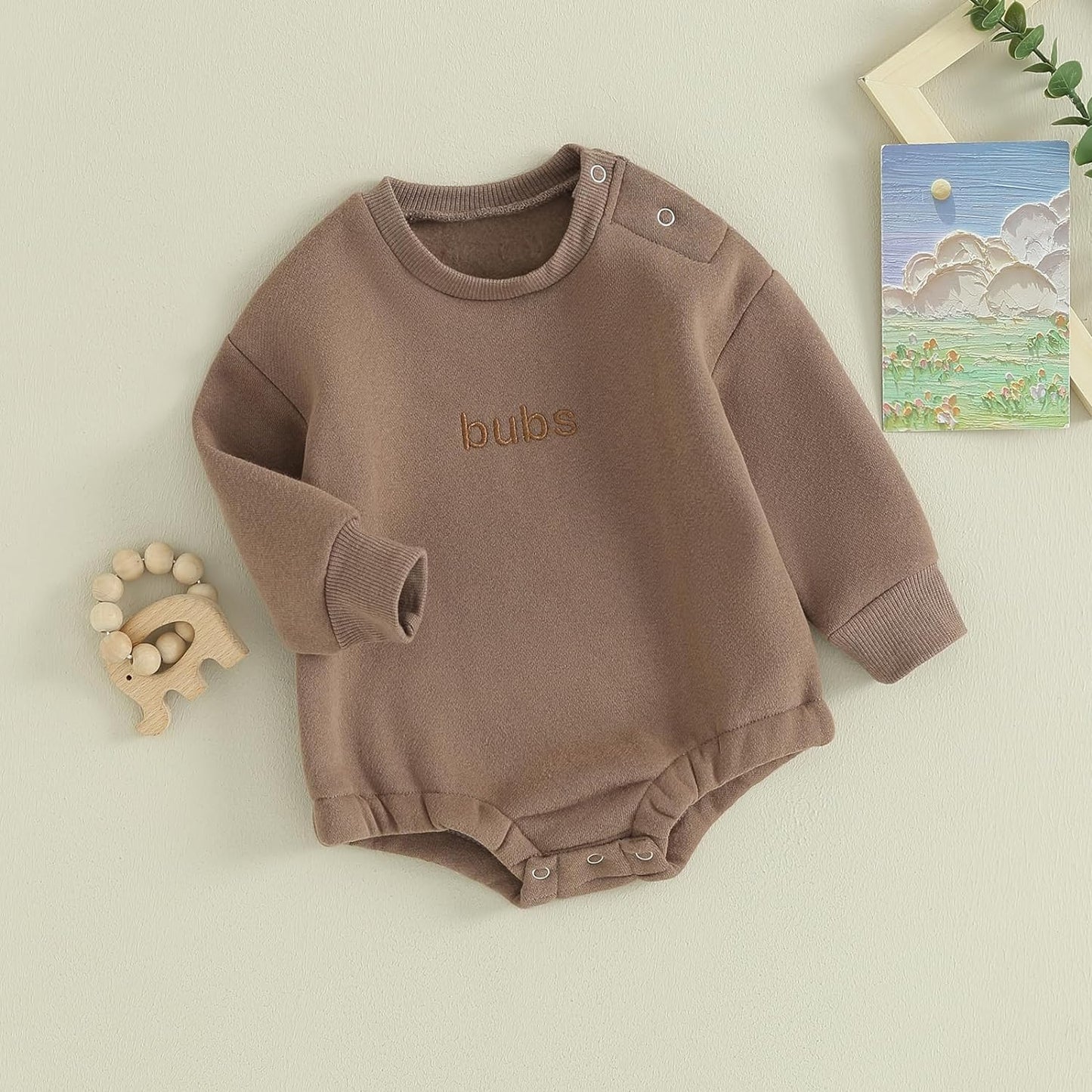 VISGOGO Baby Boy Girls Oversized Sweatshirt Romper Long Sleeve Little Dude Sweater Onesie Top Embroidery Clothes