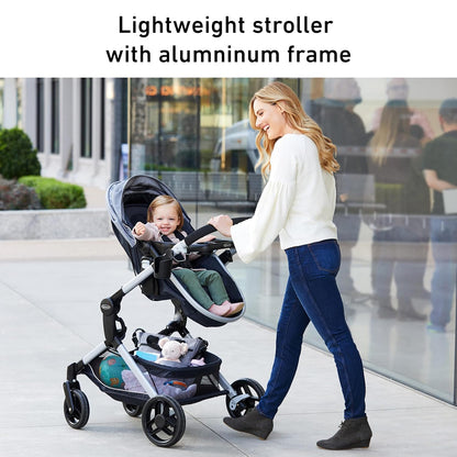 Graco Modes Pramette Stroller, Baby Stroller with True Pram Mode, Reversible Seat, One Hand Fold, Extra Storage, Child Tray, Redmond