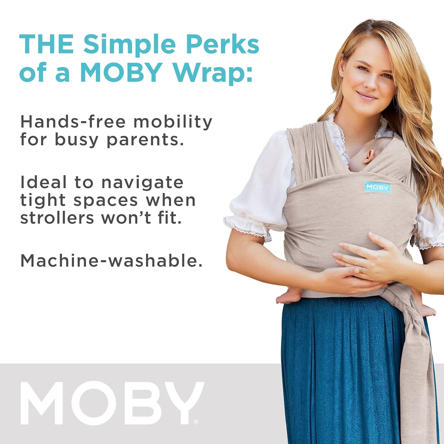 Moby Wrap Baby Carrier | Element for Newborns & Infants #1 Gift Keeps Safe Secure Adjustable All Body Types Perfect Mom Dad Taupe