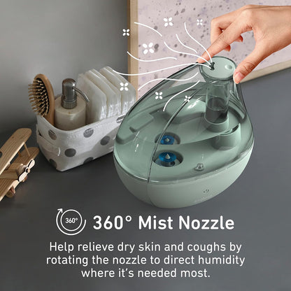 Pure Enrichment® MistAire™ Silver Ultrasonic Cool Mist Humidifier for Bedroom, Office, Nursery & Indoor Plants - Lasts Up to 25 Hours, Whisper-Quiet Operation, Optional Night Light, & Auto Shut-Off