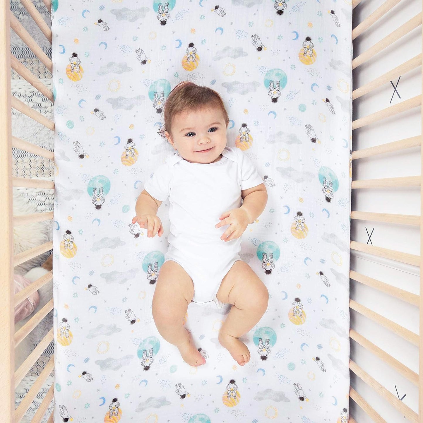 aden + anais Essentials Classic Crib Sheet, 100% Cotton Muslin, Super Soft & Breathable, Tailored Snug Fit, Flowers Bloom