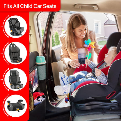 Helteko Car Seat Protector with Thickest Padding + Backseat Car Organizer, XL Largest Car Seat Cover for Baby Carseat, Kick Mat Back Seat w/Storage Pockets, Waterproof & Durable Fabric