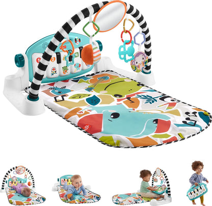 Fisher-Price Baby Playmat Kick & Play Piano Gym With Musical And Sensory Toys For Newborn To Toddler, Navy Fawn