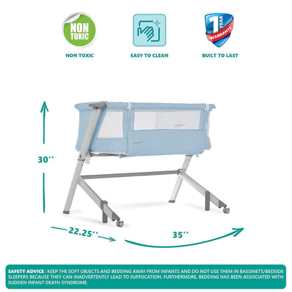 Dream On Me Skylar Bassinet and Bedside Sleeper in Grey, Lightweight and Portable Baby Bassinet, Five Position Adjustable Height, Easy to Fold and Carry Travel Bassinet, JPMA Certified