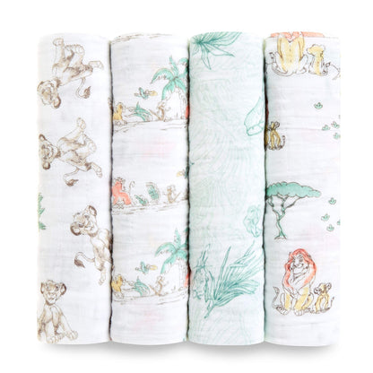 aden + anais Swaddle Blanket, Boutique Muslin Blankets for Girls & Boys, Baby Receiving Swaddles, Ideal Newborn & Infant Swaddling Set, Perfect Shower Gifts, 4 Pack, Sunrise