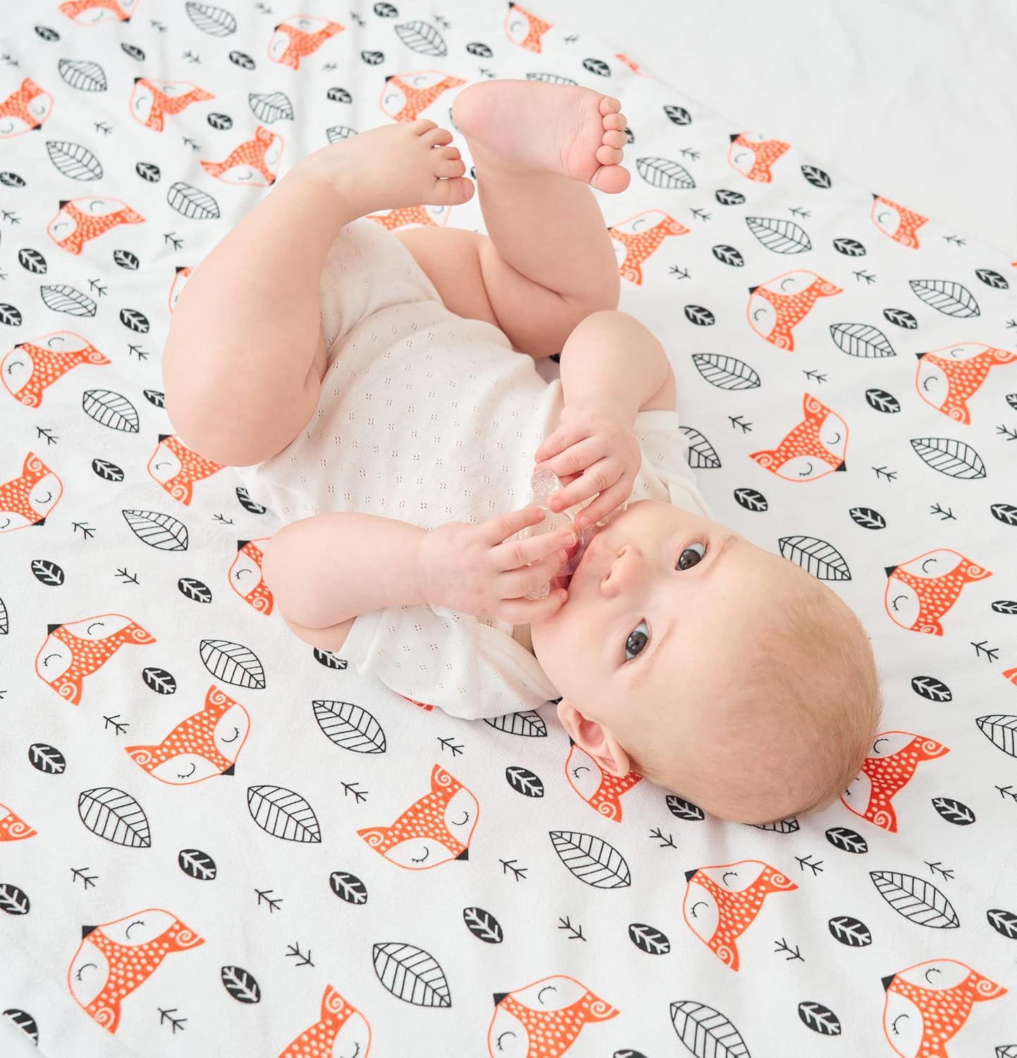 Soft Plush Fox Minky Baby Blanket for Boys Girls Nursery Unisex with Print Animal Pattern Double Layer Dotted Backing Bed Throws for Baby Crib Receiving for Newborns 30 x 40 Inch Toddler