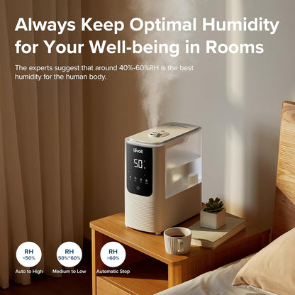 LEVOIT Humidifiers for Bedroom Home, Smart Warm and Cool Mist Air Humidifier for Large Room, Auto Customized Humidity, Fast Symptom Relief, Easy Top Fill, Essential Oil, Quiet, OasisMist4.5L, White