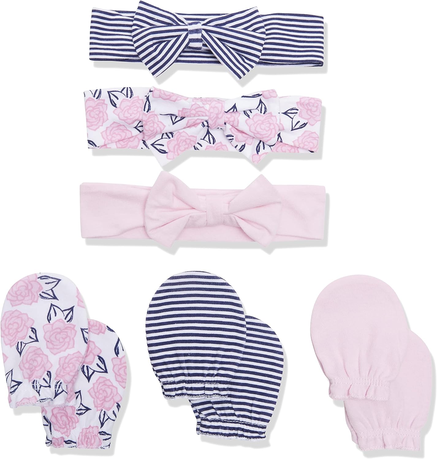 Hudson Baby Baby Girls' Cotton Headband and Scratch Mitten Set