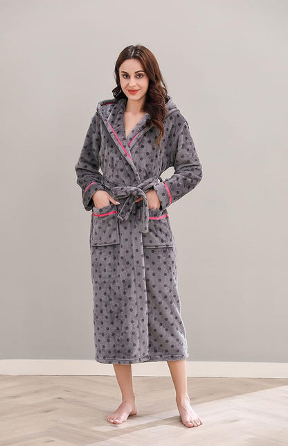 Richie House Women's Plush Soft Warm Fleece Bathrobe Robe RH1591