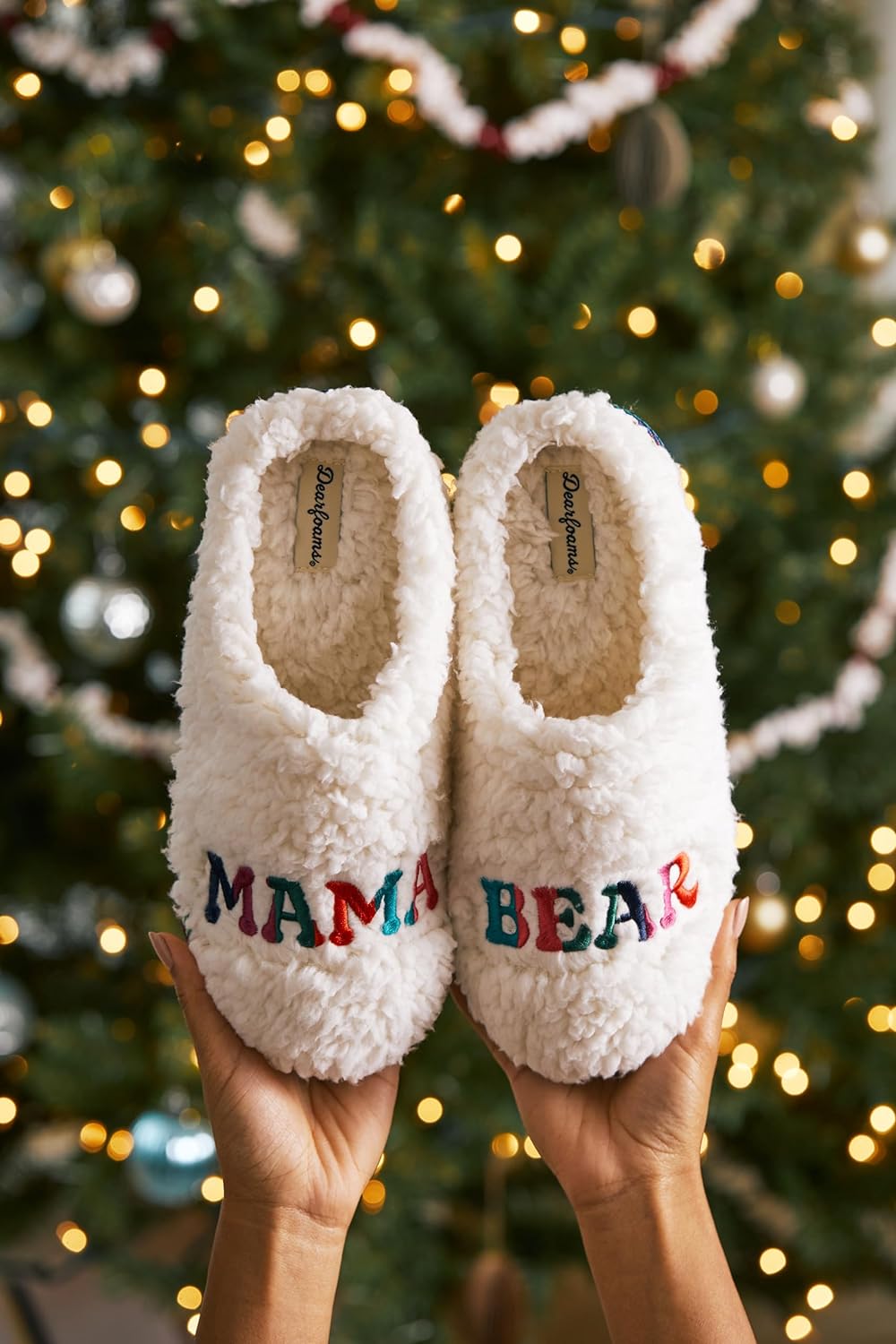 Dearfoams Gifts for Women Matching Christmas Holiday Mama Bear Slipper