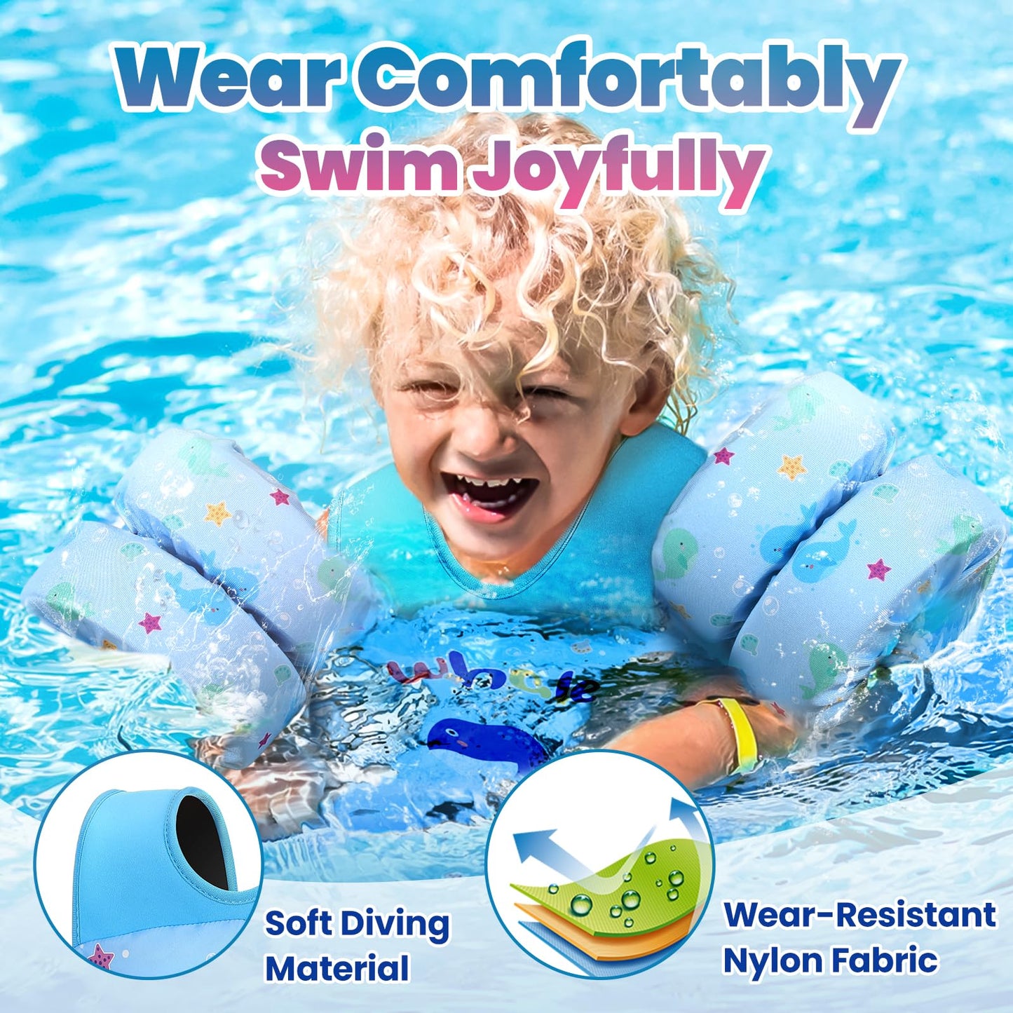 Heysplash Swim Vest for Kids, Toddler Pool Floaties Fit 20-50/70 Lbs, Children Swimming Vest with Adjustable Strap, Swim Jacket Water Wing Arm Float, Puddle Sea Beach Boat Jumper Boy Girl Baby Age 2-6