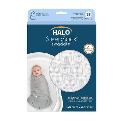 HALO Sleepsack Swaddle, 3-Way Adjustable Wearable Blanket, TOG 3.0, Velboa Plush Dots, Cream, Newborn, 0-3 Months