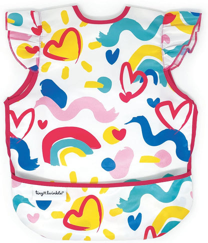 Tiny Twinkle Mess Proof Baby Bib - Waterproof Toddler and Baby Apron Bib - Machine Washable - PFAS and BPA Free