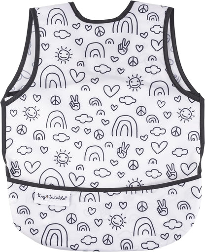 Tiny Twinkle Mess Proof Baby Bib - Waterproof Toddler and Baby Apron Bib - Machine Washable - PFAS and BPA Free