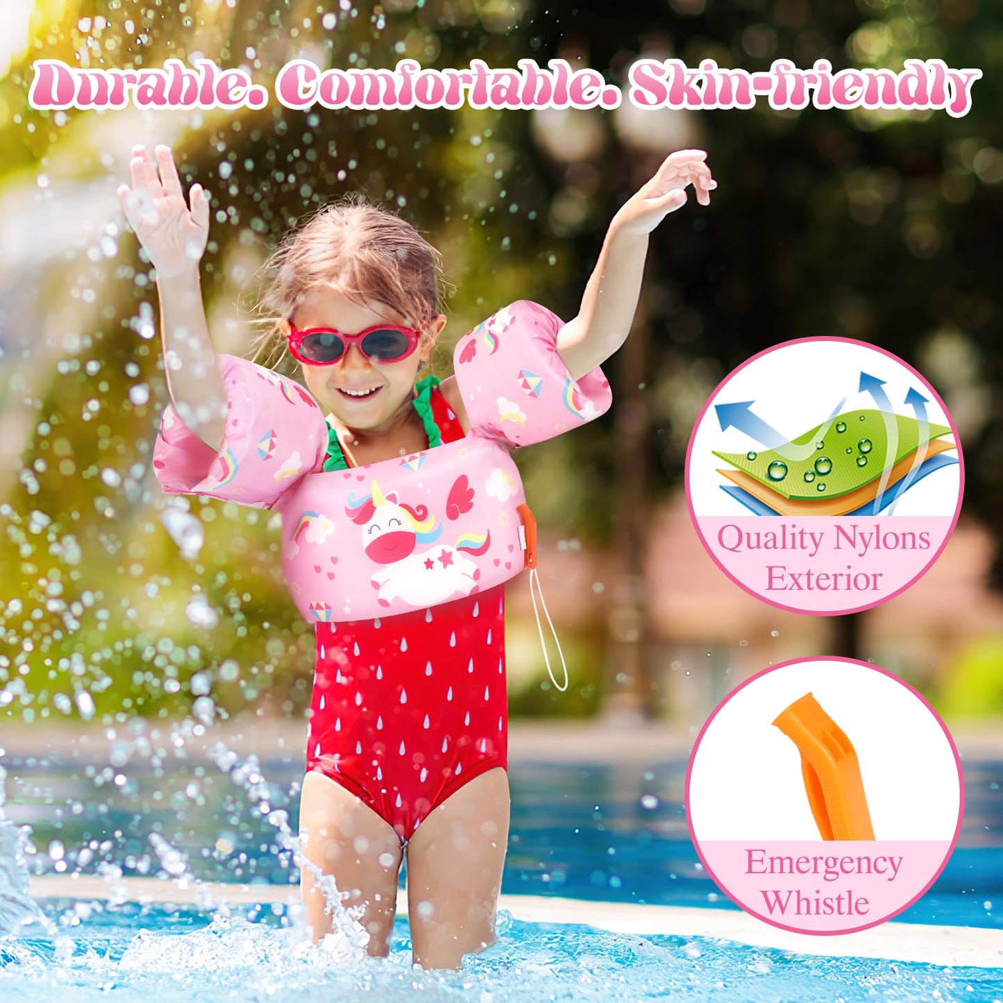 Heysplash Swim Vest for Kids, Toddler Pool Floaties Fit 20-50/70 Lbs, Children Swimming Vest with Adjustable Strap, Swim Jacket Water Wing Arm Float, Puddle Sea Beach Boat Jumper Boy Girl Baby Age 2-6