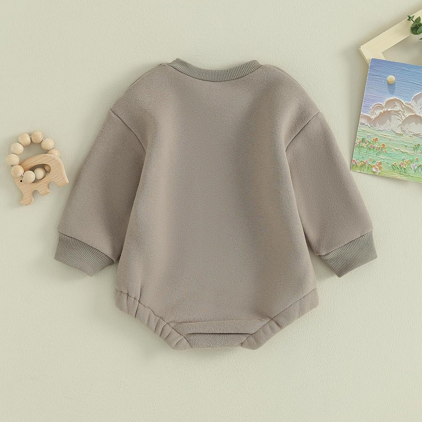 VISGOGO Baby Boy Girls Oversized Sweatshirt Romper Long Sleeve Little Dude Sweater Onesie Top Embroidery Clothes