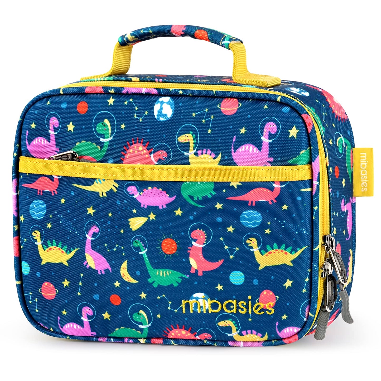 mibasies Kids Lunch Bag for Boys Toddler Insulated Lunch Box for School Travel, Dinosaur Planet