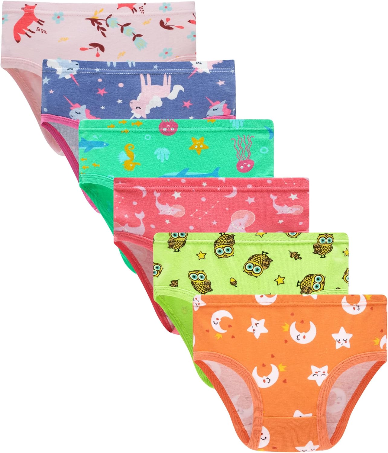 Finihen Toddler Girls Cotton Underwear Cute Print Briefs Little girls Panties Soft Multipacks