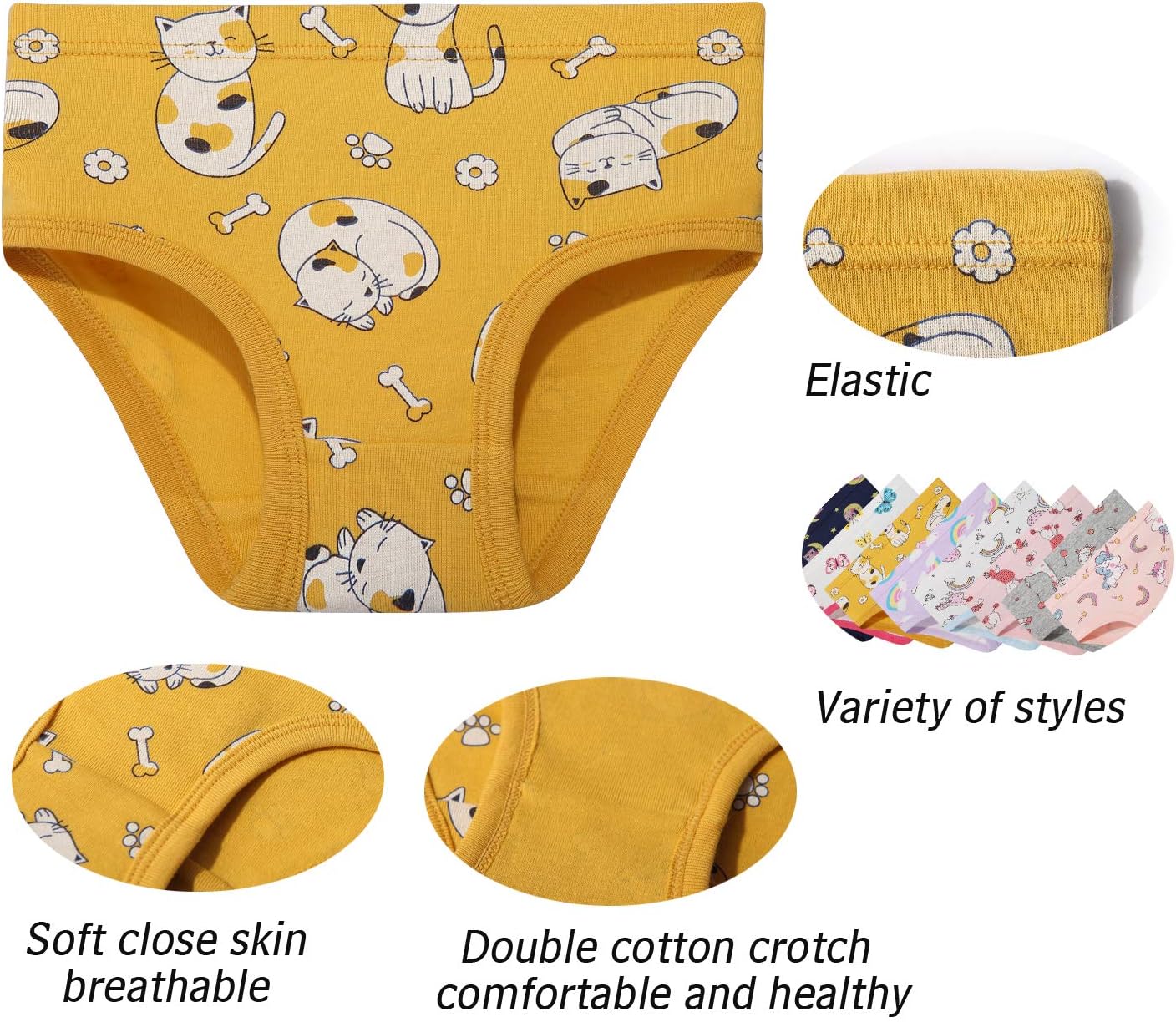 NEIYISHE Girls' Cotton Brief Breathable Toddler Panties Kids Assorted Underwears 6-8 pieces