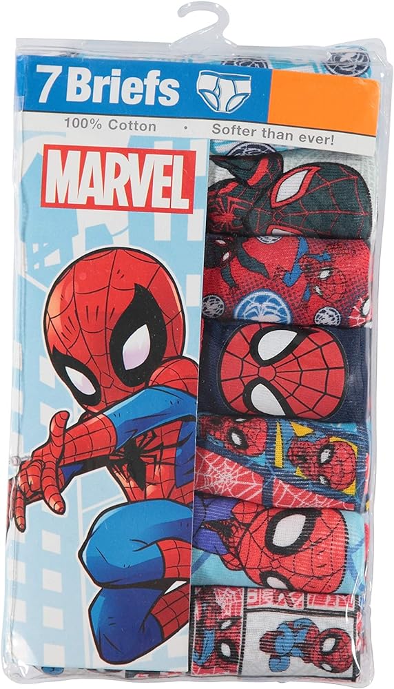 Boys' Toddler Spiderman and Superhero Friends 100% Combed Cotton Underwear Multipacks with Iron Man, Hulk & More