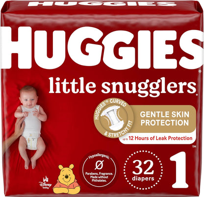 Huggies Newborn Diapers, Little Snugglers Baby Diapers, Size Newborn (up to 10 lbs), 128 Count