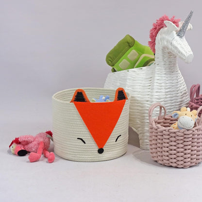 T&T Homewares Orange Fox Storage Basket - Medium, Multipurpose for Baby Diapers, Laundry, Kids Room, Dog/Cat Toys - Ideal for Woodland Nursery Decor & Organizing