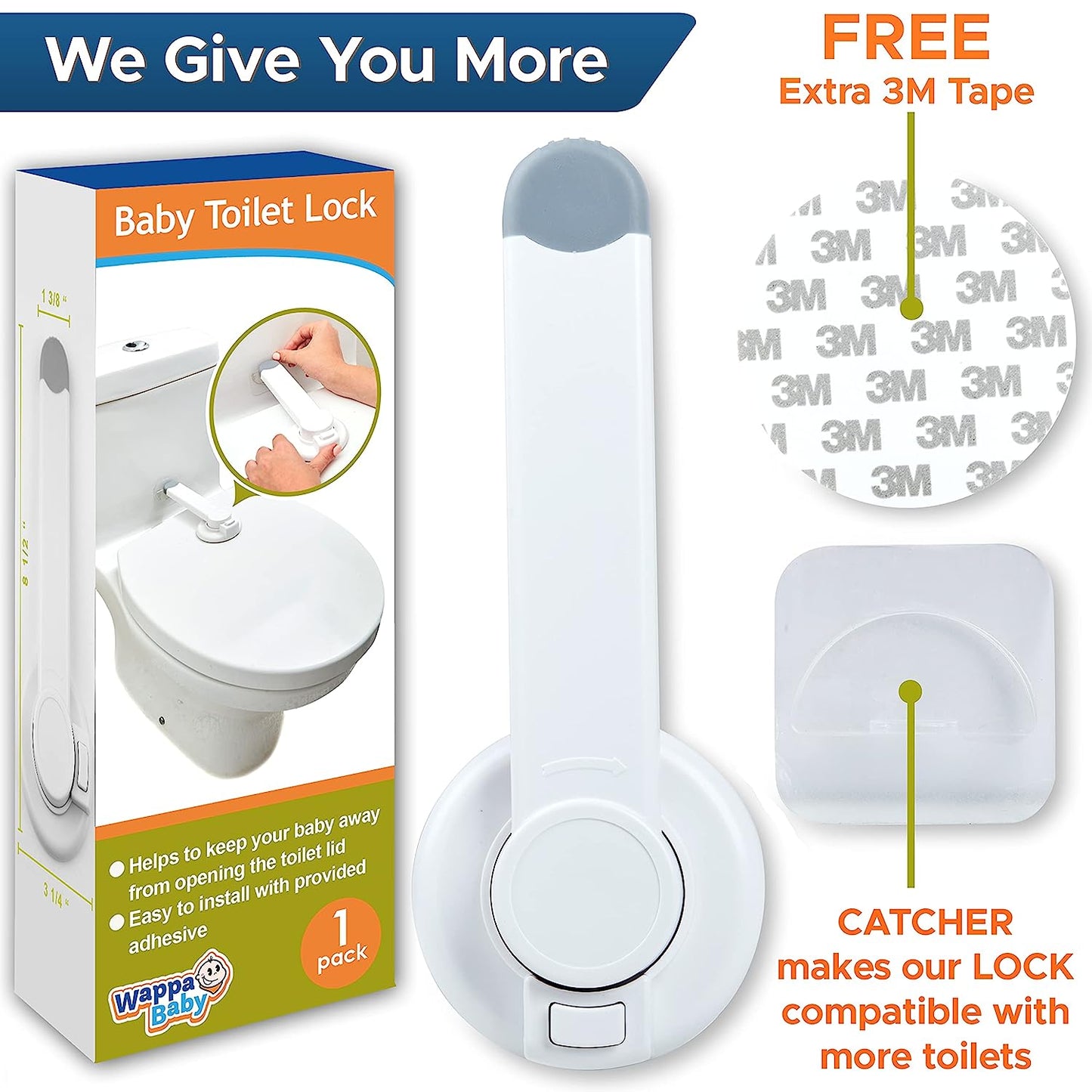 Toilet Lock Child Safety - Ideal Baby Proof Toilet Seat Lock with 3M Adhesive | Easy Installation, No Tools Needed | Fits Most Toilet Seats - White (1 Pack)