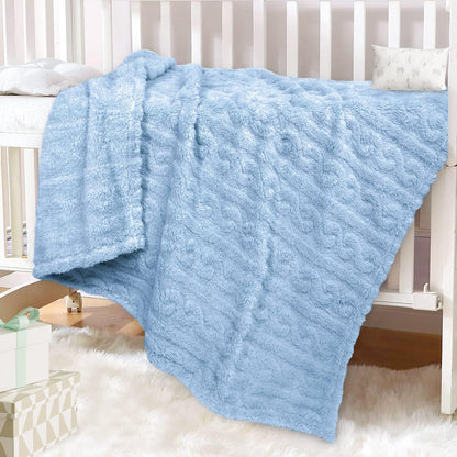 HOMRITAR Baby Blanket for Boys or Girls 3D Fluffy Fuzzy Blanket for Baby, Soft Warm Cozy Flannel Fleece Warm Blanket, Infant or Newborn Receiving Blanket (30x40inch, Cream)