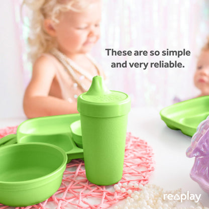 Re Play Made in USA 10 Oz. Sippy Cups for Toddlers (4-pack) Spill Proof Sippy Cup for 1+ Year Old - Dishwasher/Microwave Safe - Hard Spout Kids Cups with Lid 3.13" x 6.25" (Modern Mint)