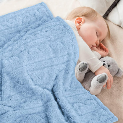 HOMRITAR Baby Blanket for Boys or Girls 3D Fluffy Fuzzy Blanket for Baby, Soft Warm Cozy Flannel Fleece Warm Blanket, Infant or Newborn Receiving Blanket (30x40inch, Cream)