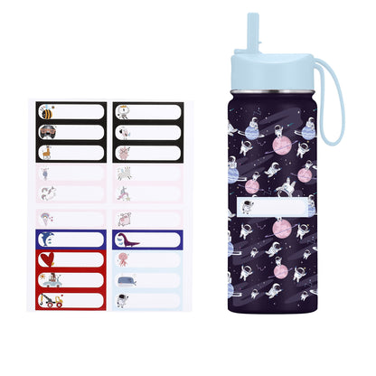 IRON °FLASK Kids Water Bottle - 14 Oz, Straw Lid, 20 Name Stickers, Vacuum Insulated Stainless Steel, Double Walled Tumbler Travel Cup, Thermo Mug - Valentines Day Gifts - Monsters Crew