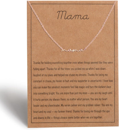 Mama necklace for Women - Silver, Gold & Rose Gold Mom Jewelry for Women, Gifts for New Mom, Expecting Mom Gift for Pregnant Friend, Mom to be Gifts with Cards