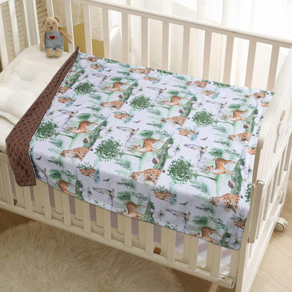 Donsonny Baby Blanket for Boys Girls Soft Minky with Double Layer Dotted Backing, Color Dinosaurs Printed 30 x 40 Inch Receiving Blanket